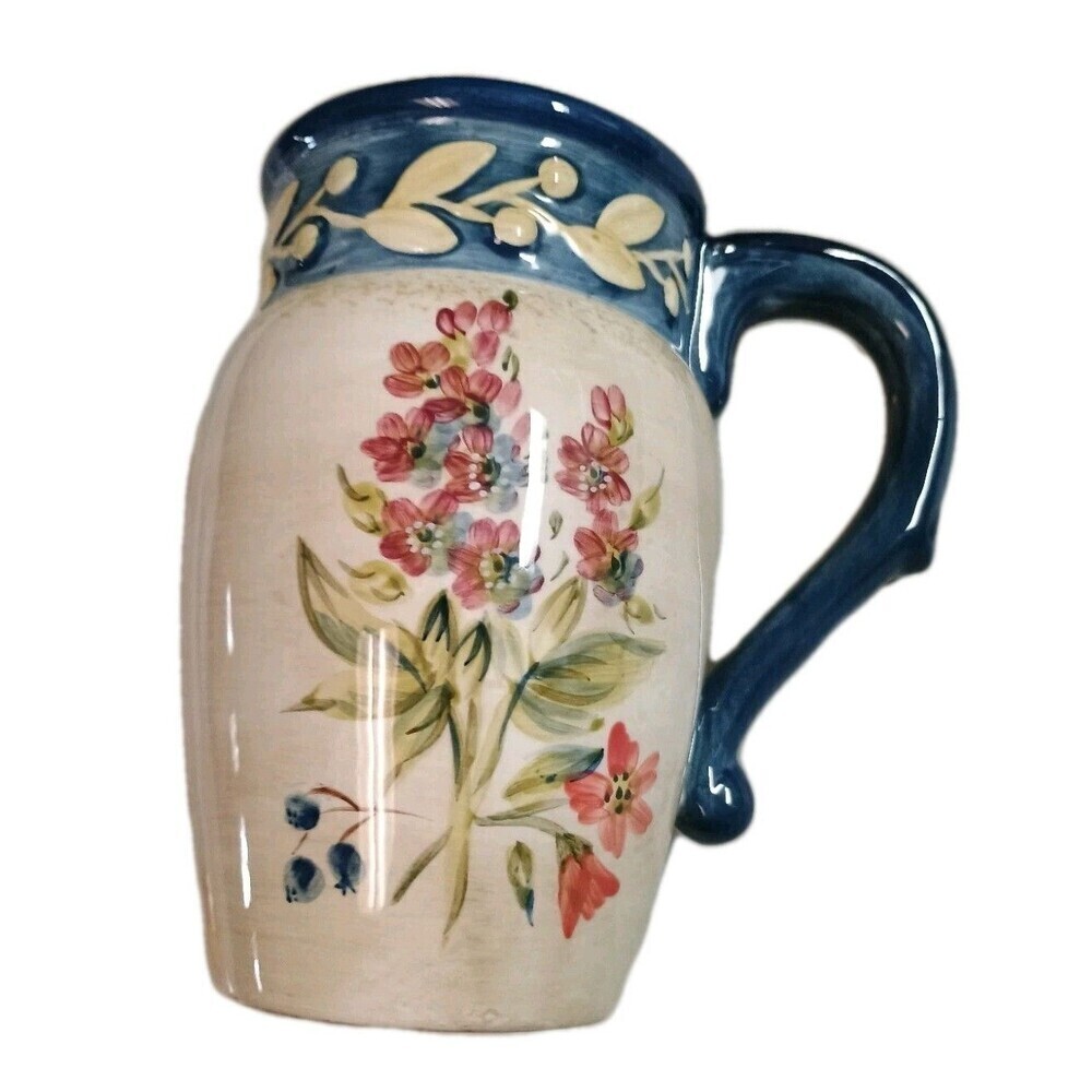 Certified International Flora Mug/Stein Pamela Gladding Floral Blue Trim 16oz - Picture 9 of 9